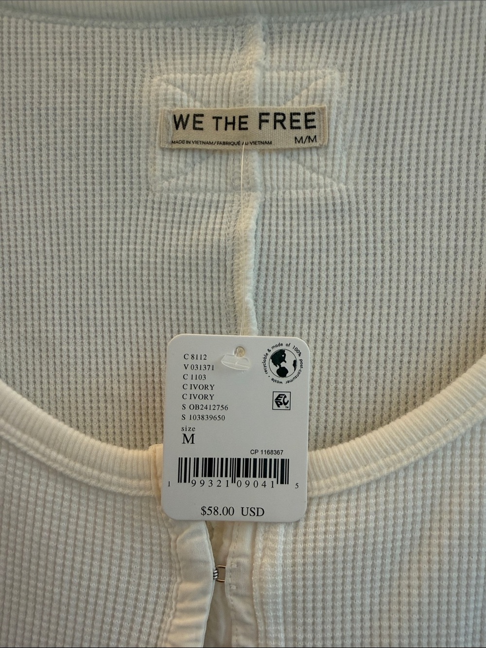 We The Free Cream Ribbed Scoop-Neck Button-Front Cardigan - Picture 3 of 8